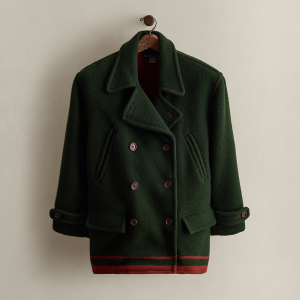 Ralph Lauren 1991 Crest Wool Peacoat In Green