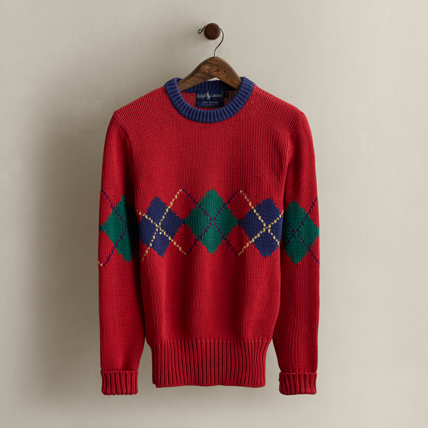 Ralph Lauren C. 1980s Argyle Cotton Sweater In Red