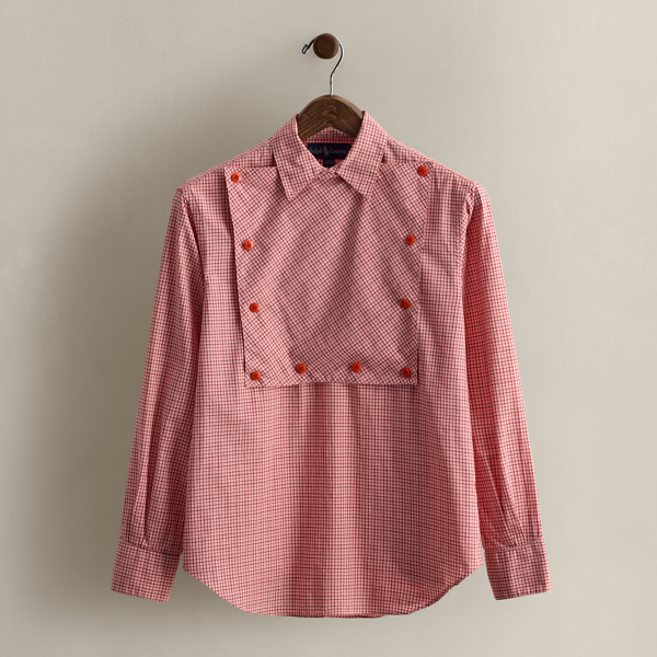 Ralph Lauren C. 1985 Gingham Cotton Blouse In Pink