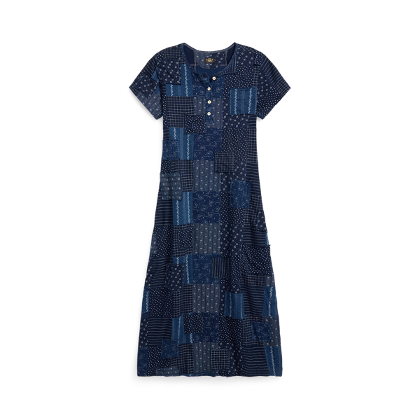 Robe col tunisien à patchwork indigo - RRL - Modalova