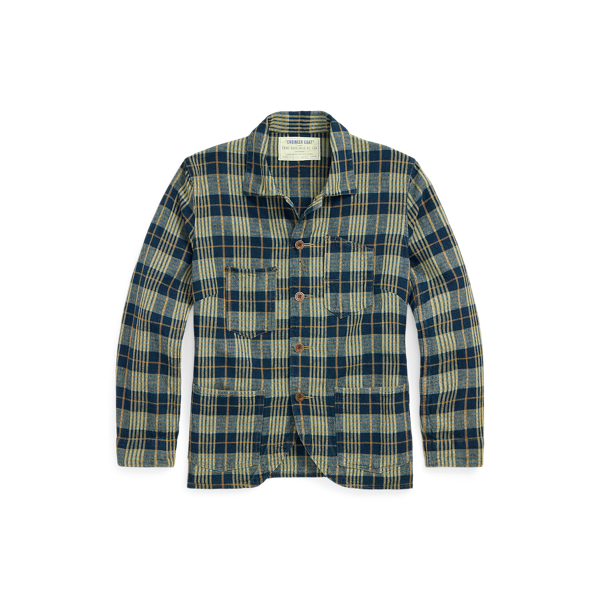 Veste en coton et lin écossais indigo - RRL - Modalova