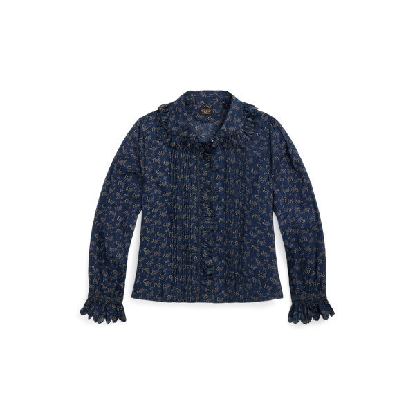 Chemisier fleuri à plis piqués en coton - RRL - Modalova