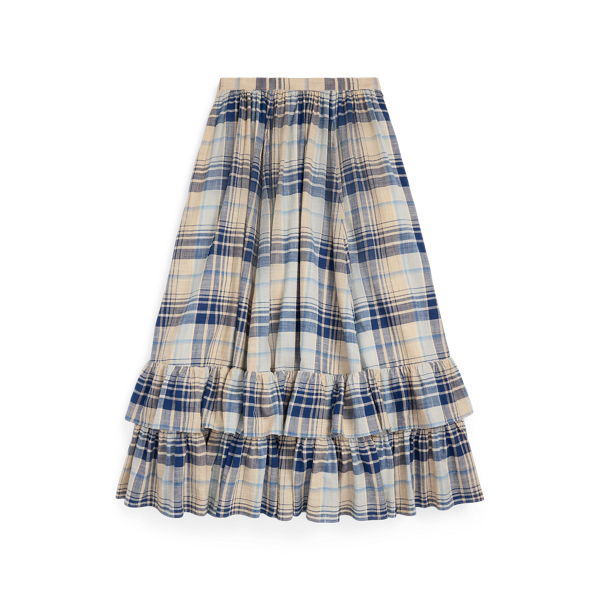 Indigo Plaid Cotton Voile Skirt - RRL - Modalova
