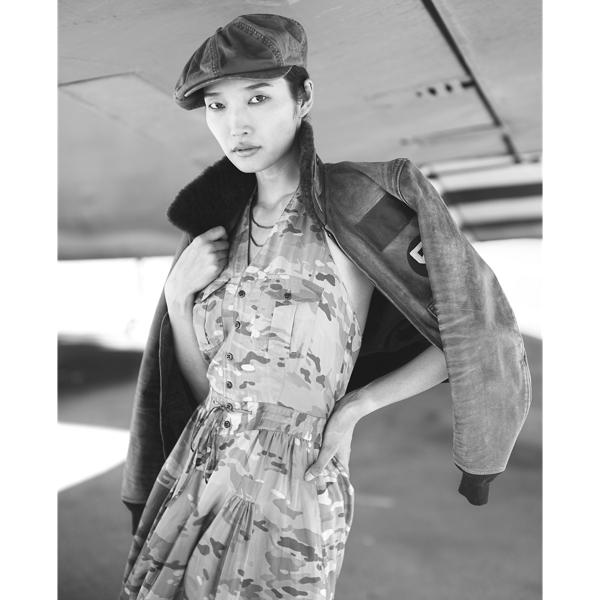Shearling-Collar Leather Flight Jacket