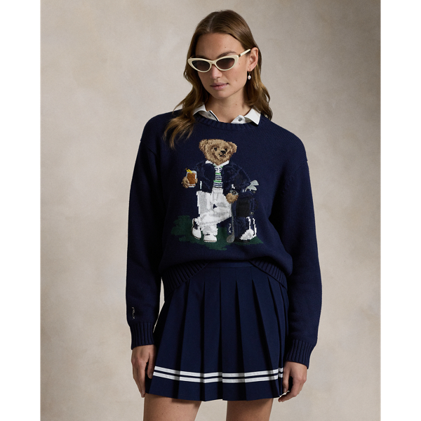 Rlx Golf Polo Bear Crewneck Sweater In Refined Navy