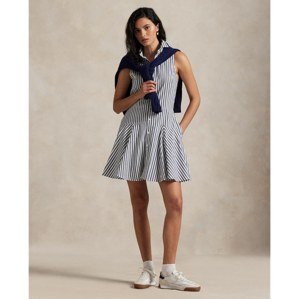 Polo Ralph Lauren Ralph Lauren Striped Sleeveless Shirtdress In Blue