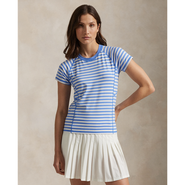Polo Ralph Lauren Striped Stretch Jersey Tee In Summer Blue/white