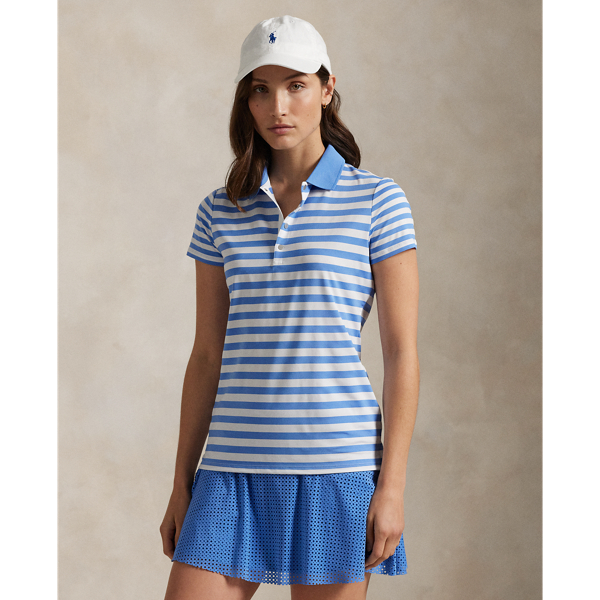 Polo Ralph Lauren Tailored Fit Stretch Jersey Polo Shirt In Summer Blue/ceramic White