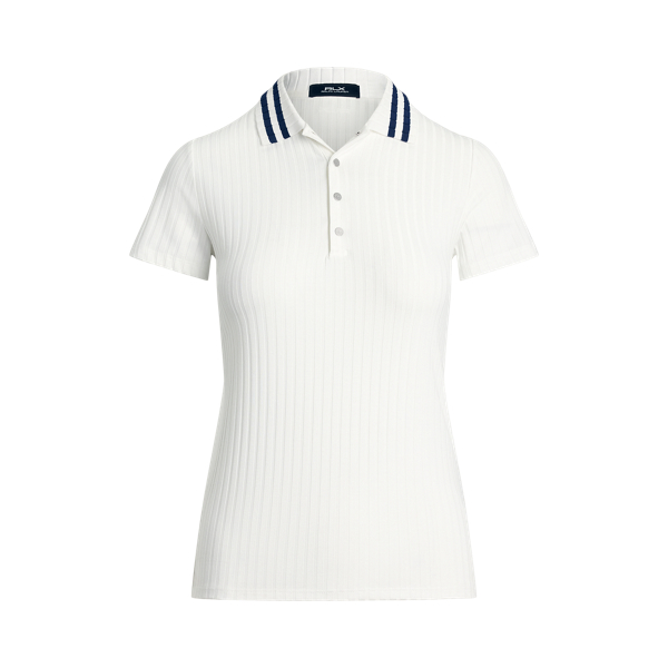 Polo Ralph Lauren Slim Fit Ribbed Polo Shirt In Ceramic White Multi