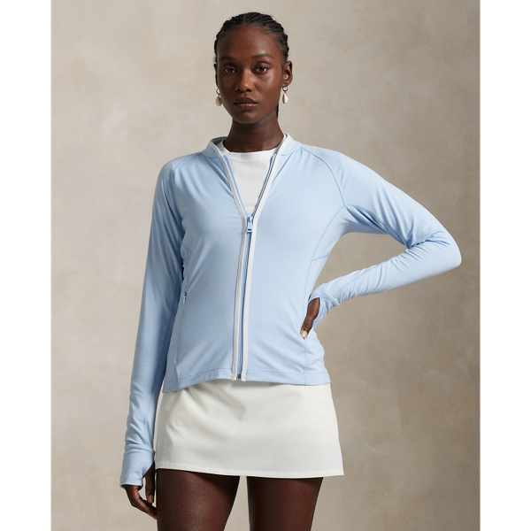 Polo Ralph Lauren Stretch Jersey Full-zip Jacket In Cold Springs/crmc White M
