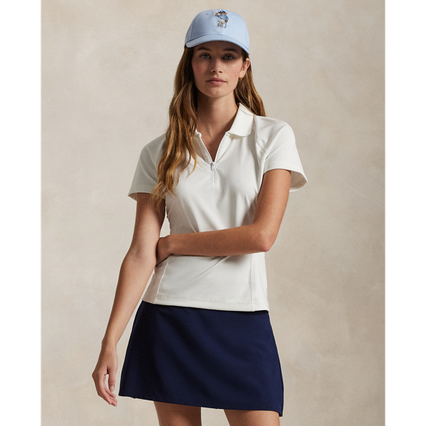 Polo Ralph Lauren Slim Fit Quarter-zip Polo Shirt In Ceramic White/navy