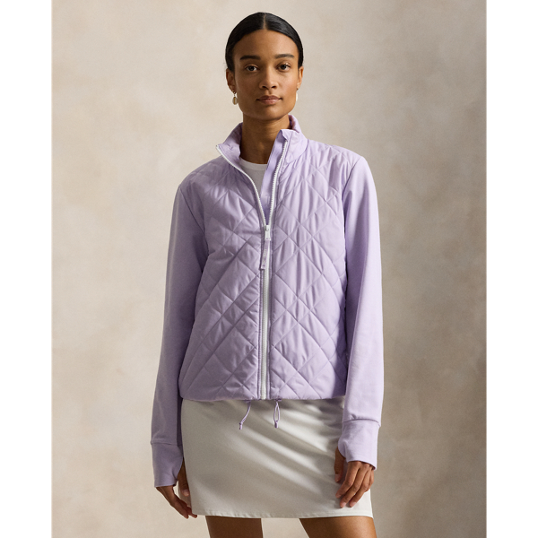 Hybrid Quilted-Front Terry Zip Jacket