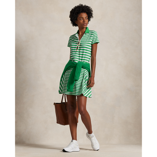 Polo Ralph Lauren 16" Striped A-line Skort In Tiller Green/white