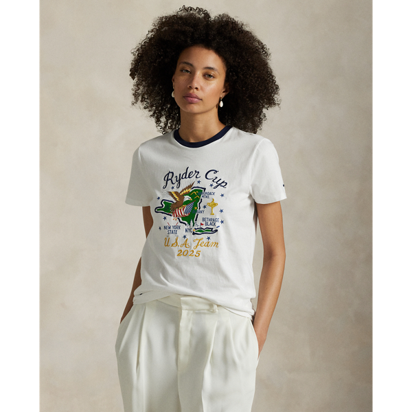 Polo Ralph Lauren Ralph Lauren U.s. Ryder Cup Graphic Jersey Ringer Tee In White