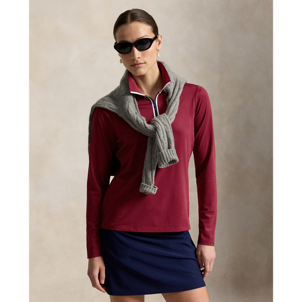 Quarter-Zip Long-Sleeved Polo Shirt