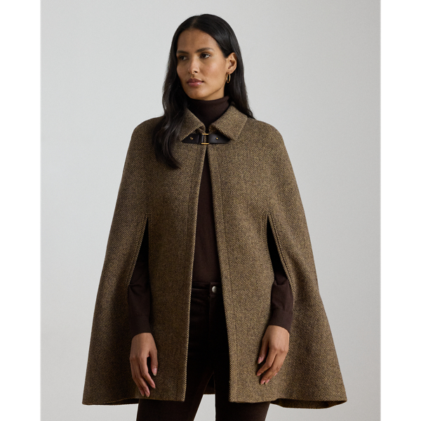 Lauren Petite Ralph Lauren Buckle-trim Wool-blend Twill Cape