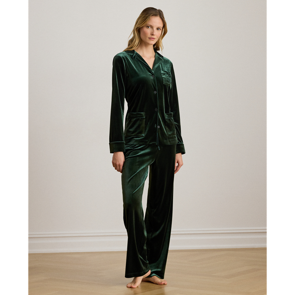 Lauren Petite Ralph Lauren Velvet Sleep Set In Multi