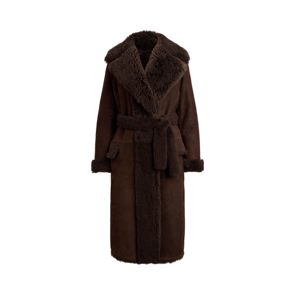 Ralph Lauren Wilmer Reversible Shearling Coat In Brown