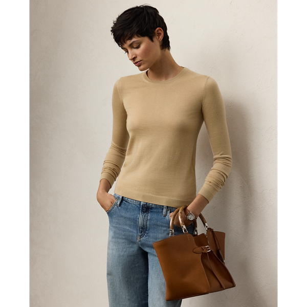Polo Ralph Lauren Cashmere Crewneck Sweater In Light Sand