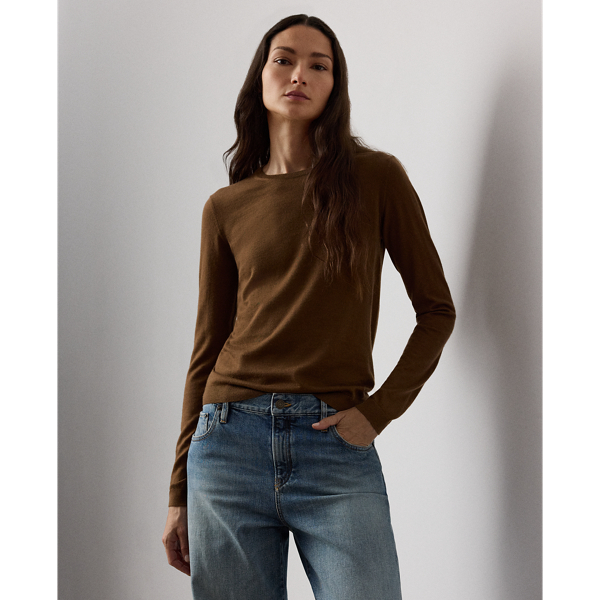 Ralph Lauren Cashmere Crewneck Sweater In Brown