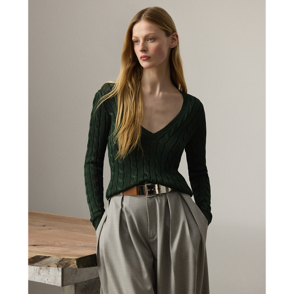 Pull col en V torsadé en soie - Collection - Modalova