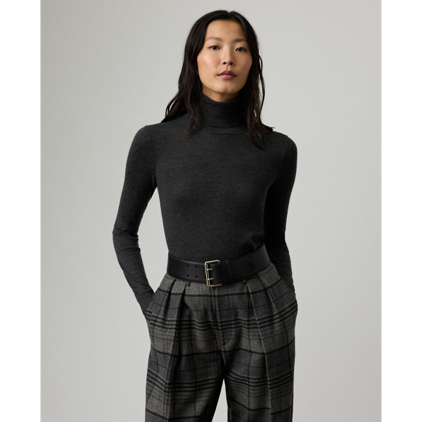 Ralph Lauren Cashmere Turtleneck Sweater In Gray