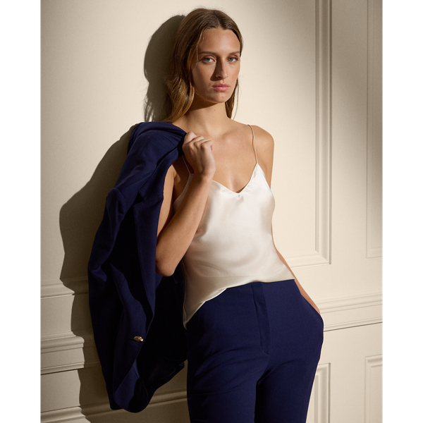 Polo Ralph Lauren Annelia Washed Silk Charmeuse Camisole In Lux Cream