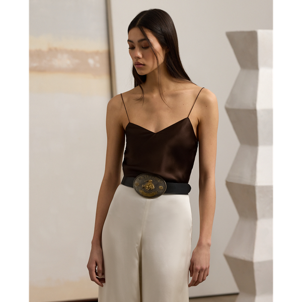 Polo Ralph Lauren Annelia Washed Silk Charmeuse Camisole In Mocha