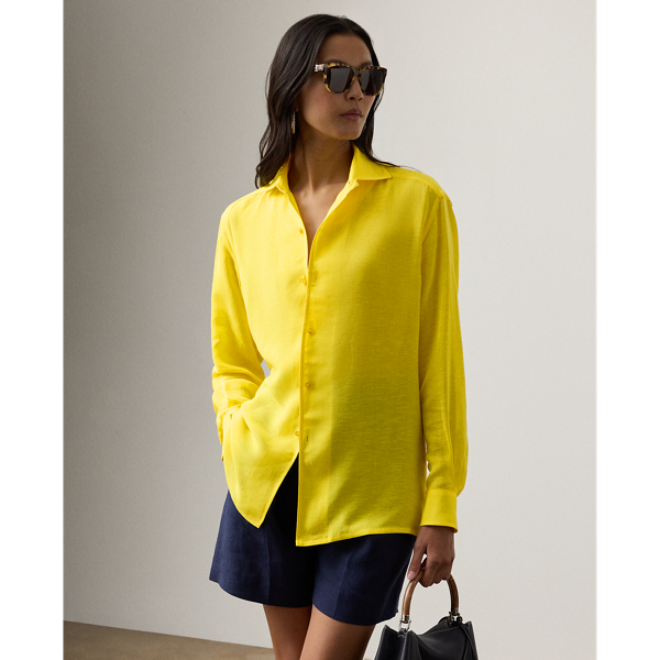 Ralph Lauren Capri Relaxed Fit Linen Voile Shirt In Yellow