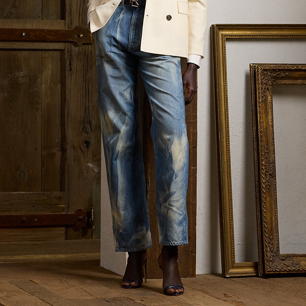Shop Ralph Lauren Driss Wide-leg Denim Jean In Indigo Multi