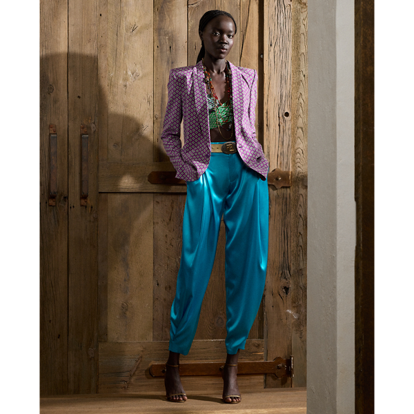 Shop Collection Cassidy Stretch Charmeuse Trouser In Blue
