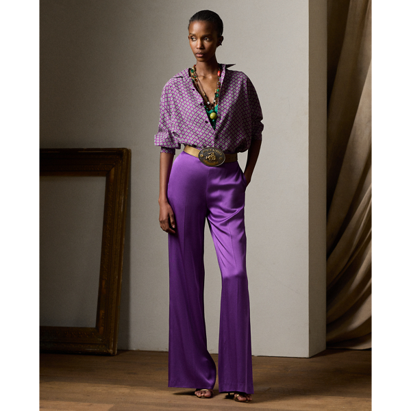 Ralph Lauren Chevonne Crepe-back Satin Pant In Bright Purple