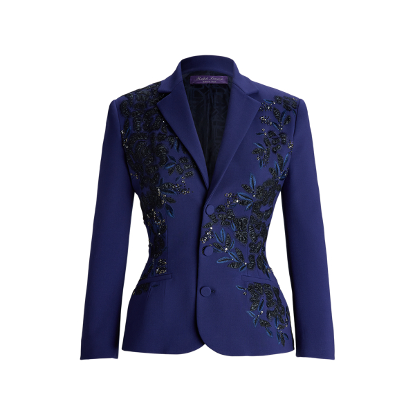 Shop Collection Penney Embellished Stretch Wool Jacket In Blue