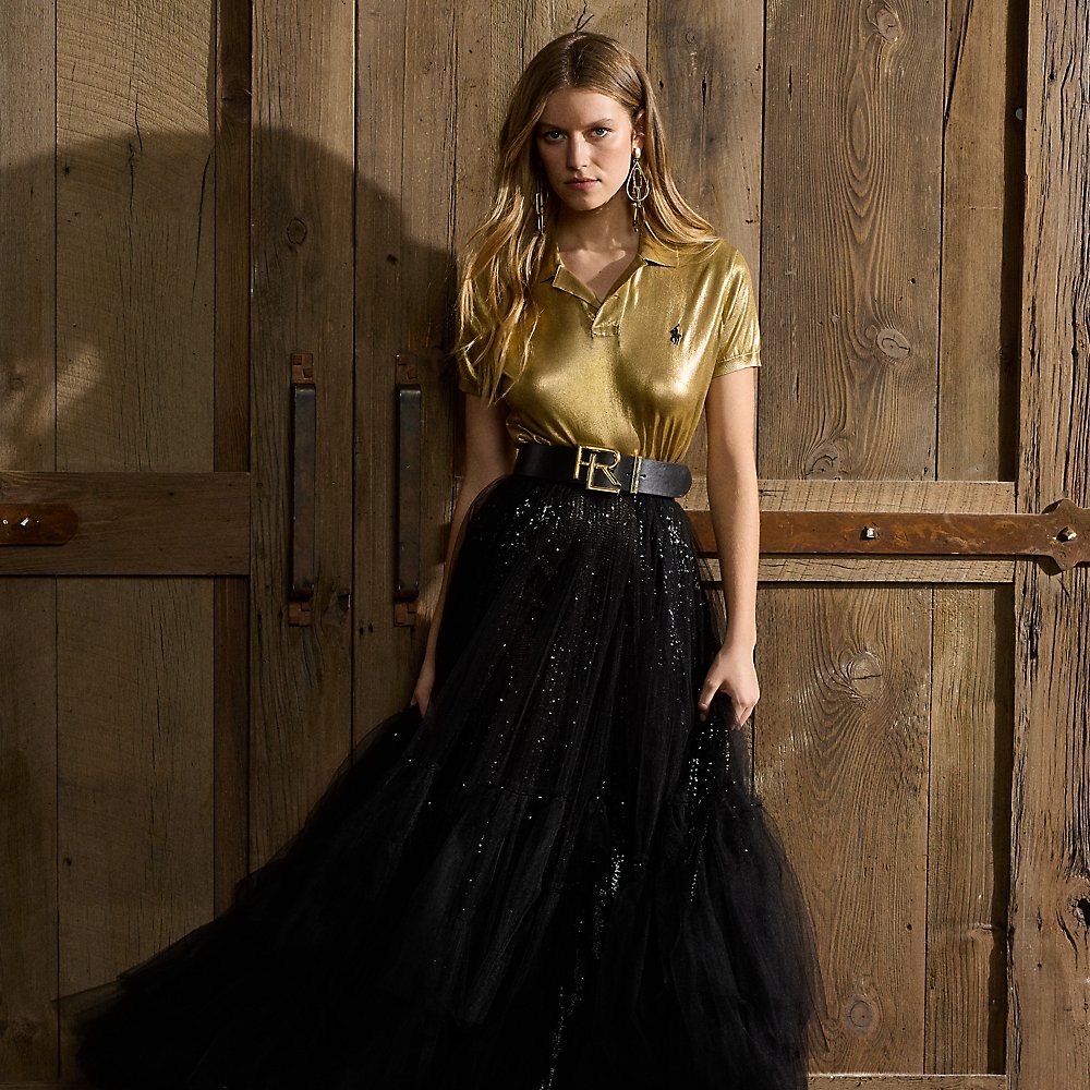 Shop Ralph Lauren Daphne Embellished Tulle Maxiskirt In Black