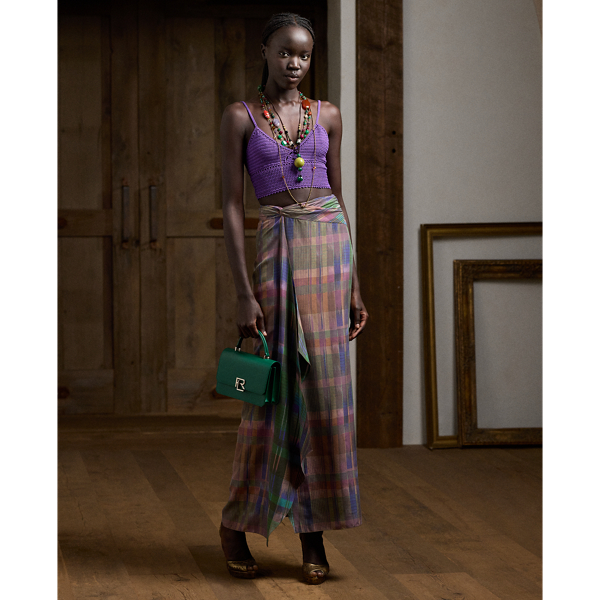 Shop Collection Jovanna Print Silk Habotai Maxiskirt In Purple