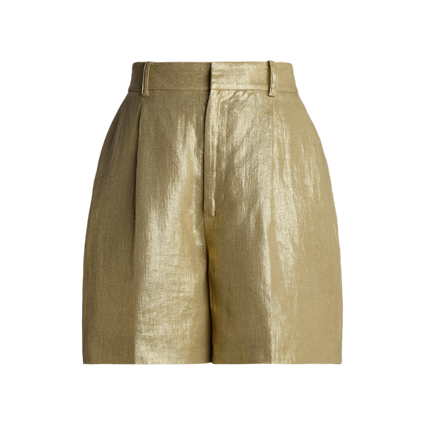 Shop Collection Beverleigh Foiled Linen Short In Gold