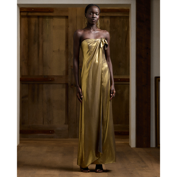 Ralph lauren gold evening dress best sale