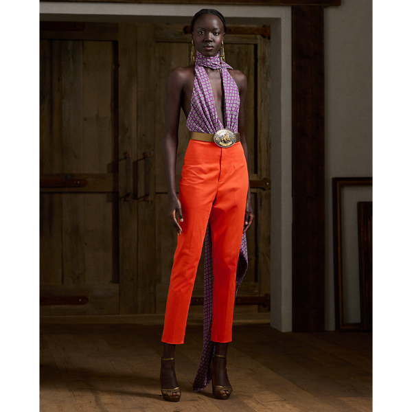 Ralph Lauren Ramona Stretch Cotton Pant In Flame