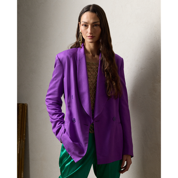 Shop Ralph Lauren Gregory Silk Gabardine Jacket In Bright Purple