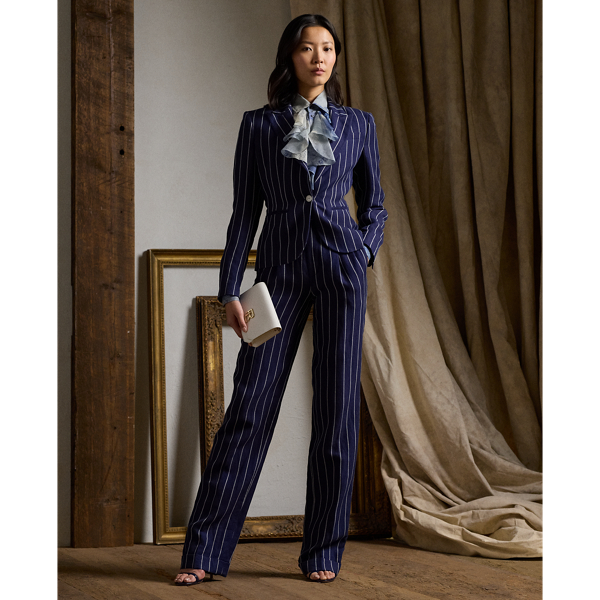 Polo Ralph Lauren Stamford Striped Linen-cotton Pant In Lux Navy/cream
