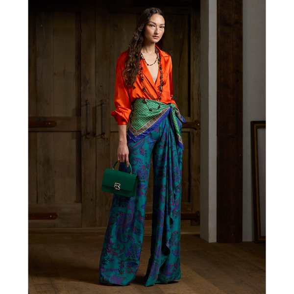 Polo Ralph Lauren Schmitt Paisley-print Drape Wide-leg Pants In Blue Multi
