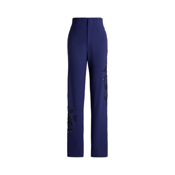 Shop Collection Ramona Embellished Stretch Wool Trouser In Blue