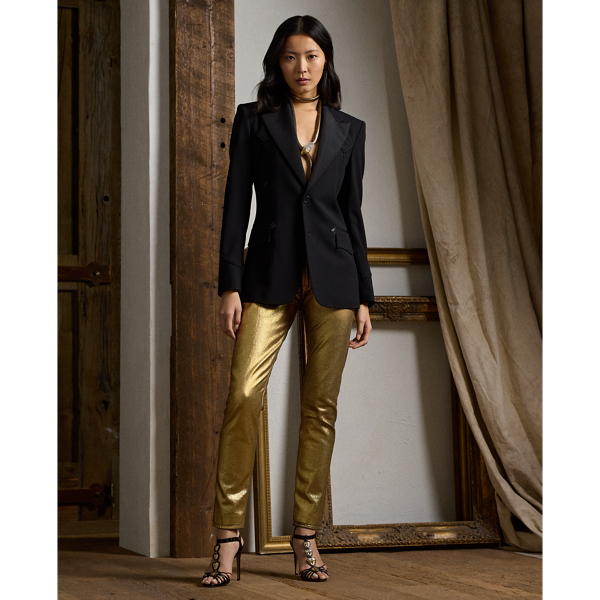 Shop Ralph Lauren Foiled 160 Slim Denim Jean In Gold