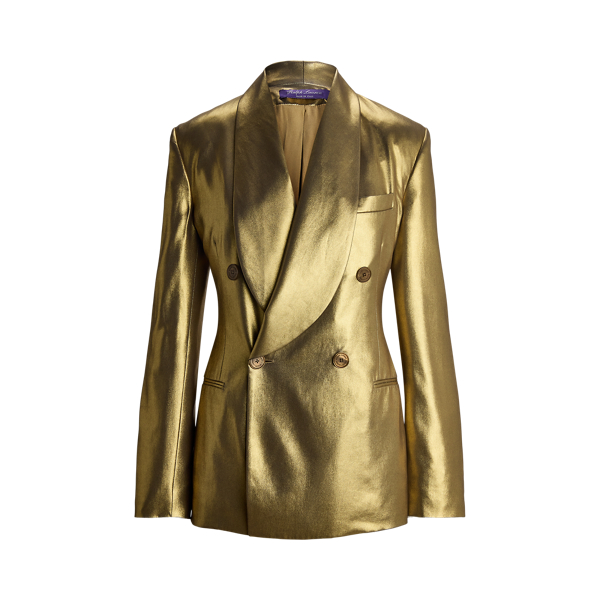 Shop Collection Gregory Foiled Georgette Jacket In Gold