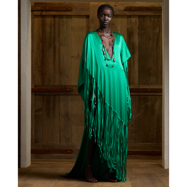 Collection Clarisa Stretch Charmeuse Evening Dress In Green