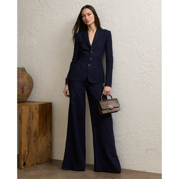 Polo Ralph Lauren Daria Linen Wide-leg Pant In Lux Navy