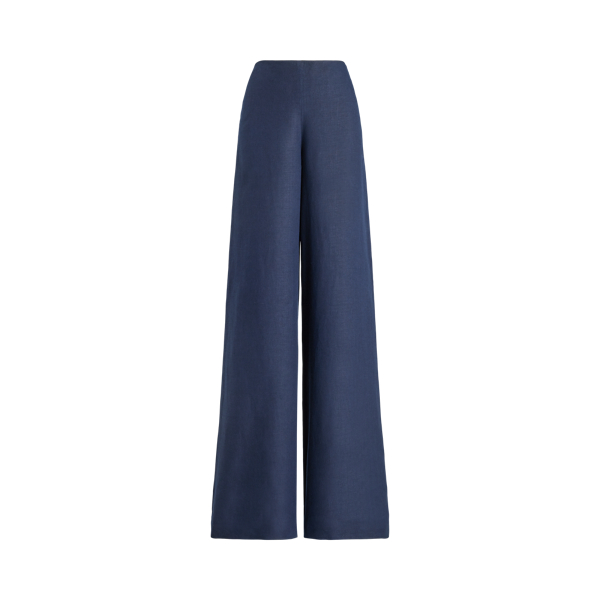 Collection Daria Linen Wide-leg Trouser In Blue