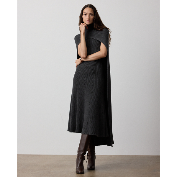 Ralph Lauren Cashmere-blend Sweater Day Dress In Black