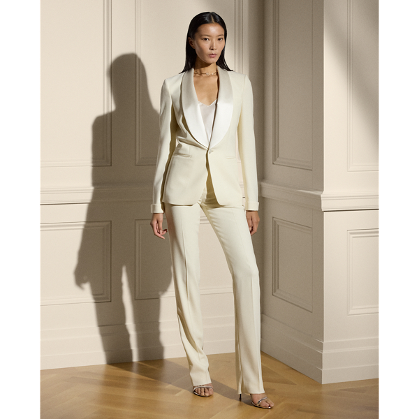 Polo Ralph Lauren Seth Wool Crepe Tuxedo Pant In Lux Cream