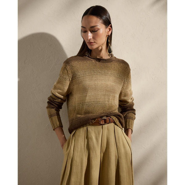 Pull col roulotté en lin mélangé ombré - Collection - Modalova